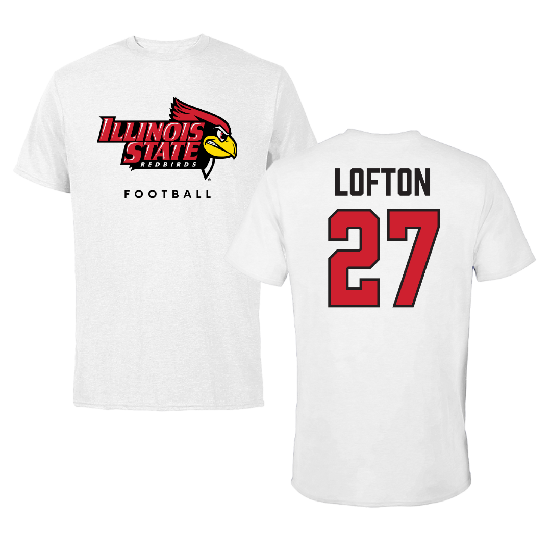 Illinois State University Football White Tee - #27 Tyler Lofton