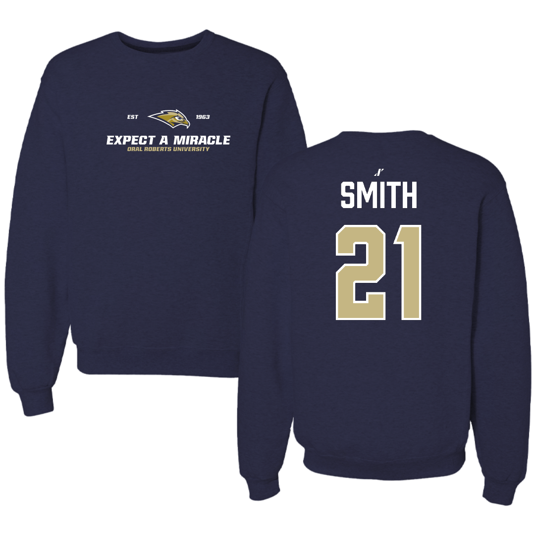 Oral Roberts University Soccer Navy General Crewneck - #21 Daniel Smith