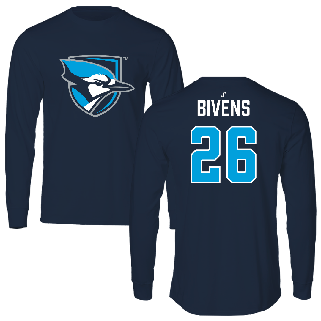 Elmhurst University Lacrosse (M) Navy Mascot Performance Long Sleeve - #26 Markell Bivens