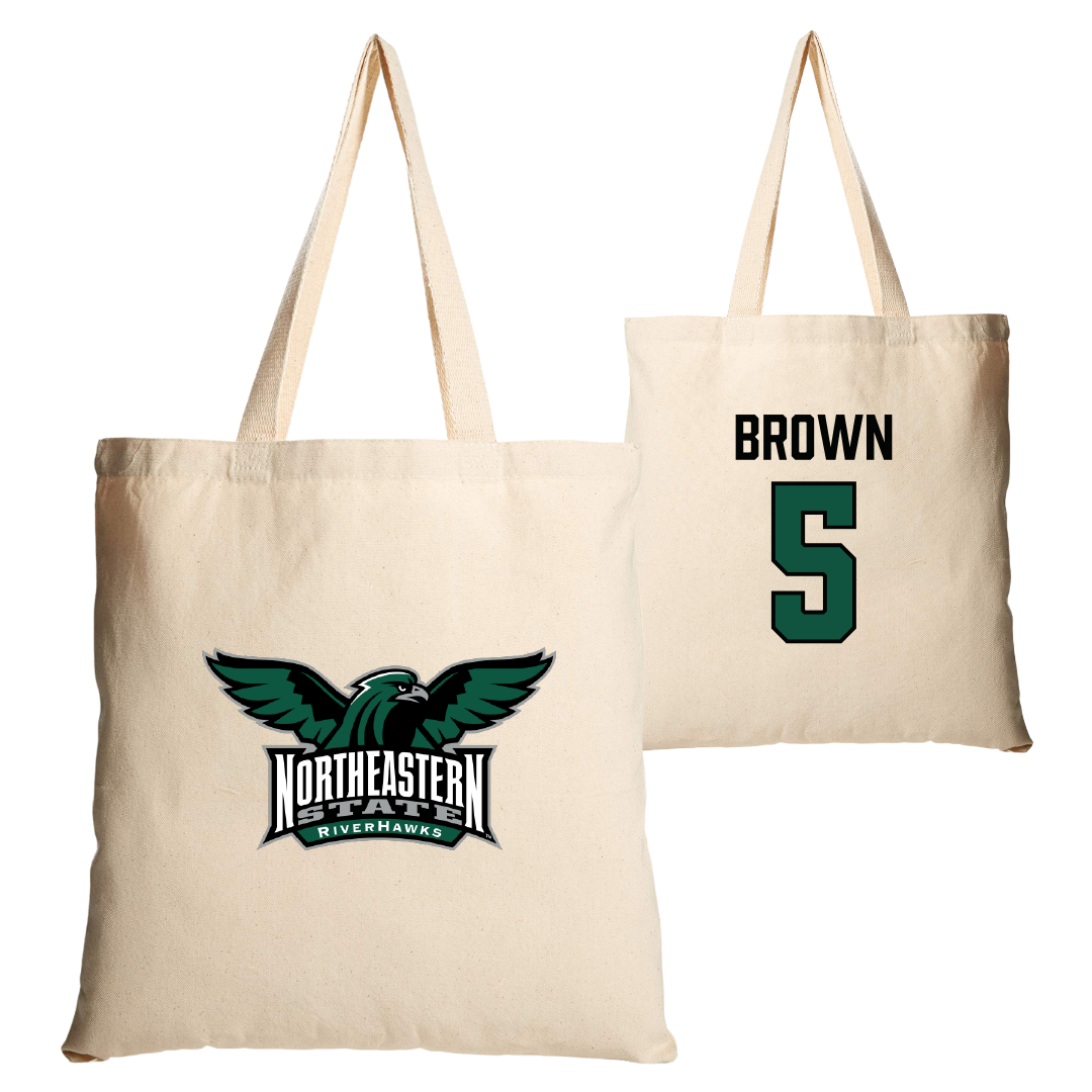 Northeastern State University Football Tan Canvas Tote Bag - #5 Taimane Brown