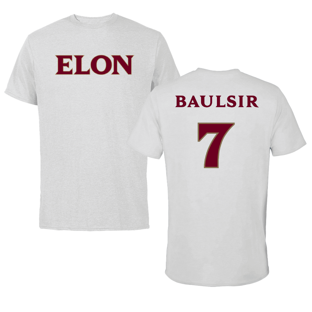 Elon University Softball Light Gray Tee - #7 Teagan Baulsir