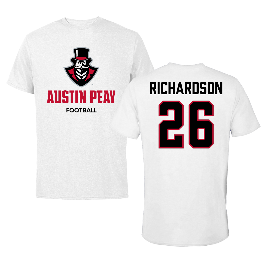 Austin Peay State University Football White Performance Tee - #26 Corey Richardson