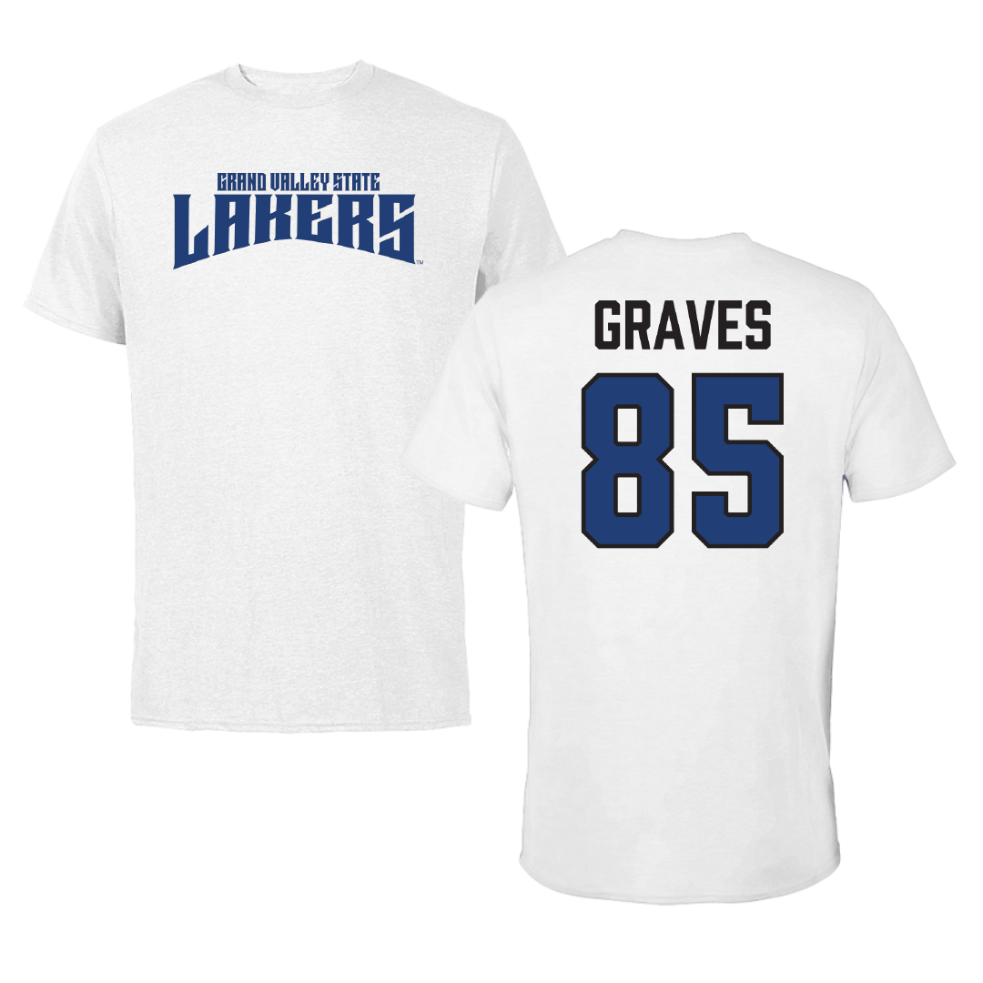 Grand Valley State University Football White Classic Performance Tee - #85 Eli Graves