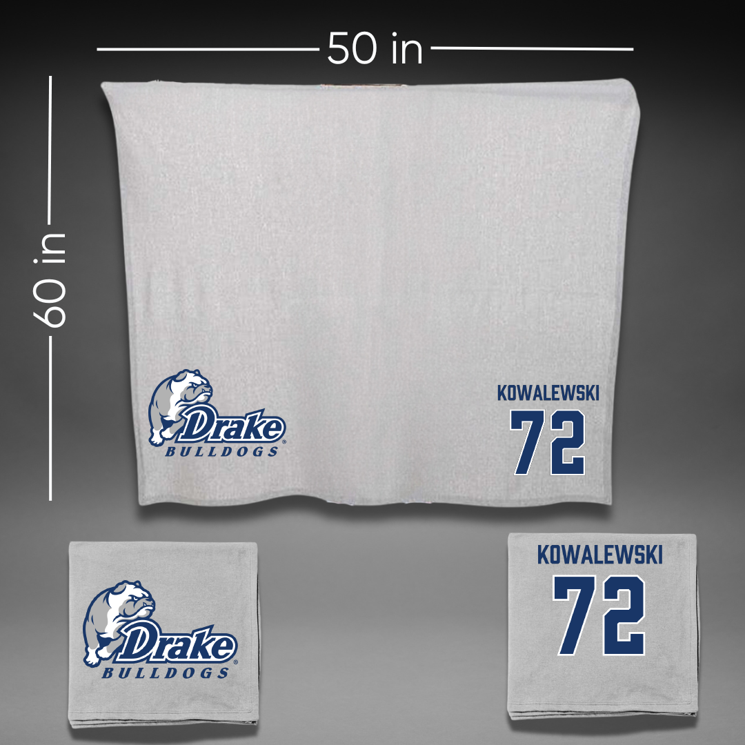 Drake University Football Gray Blanket - #72 Will Kowalewski