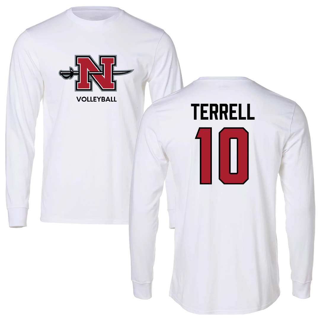 Nicholls State University Volleyball (W) White Performance Long Sleeve - #10 Tierney Terrell