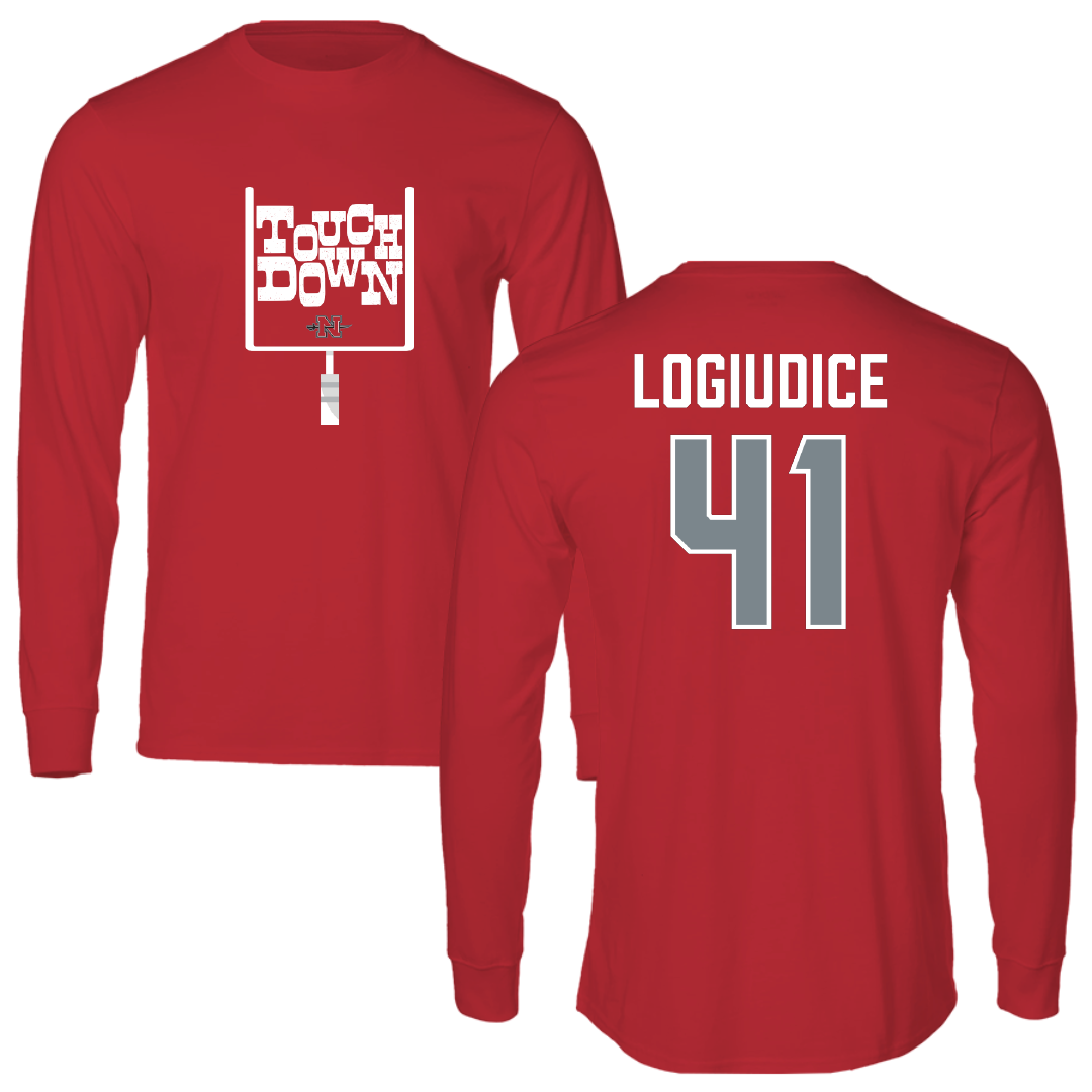 Nicholls State University Football Red Touchdown Long Sleeve - #41 Dominic LoGiudice