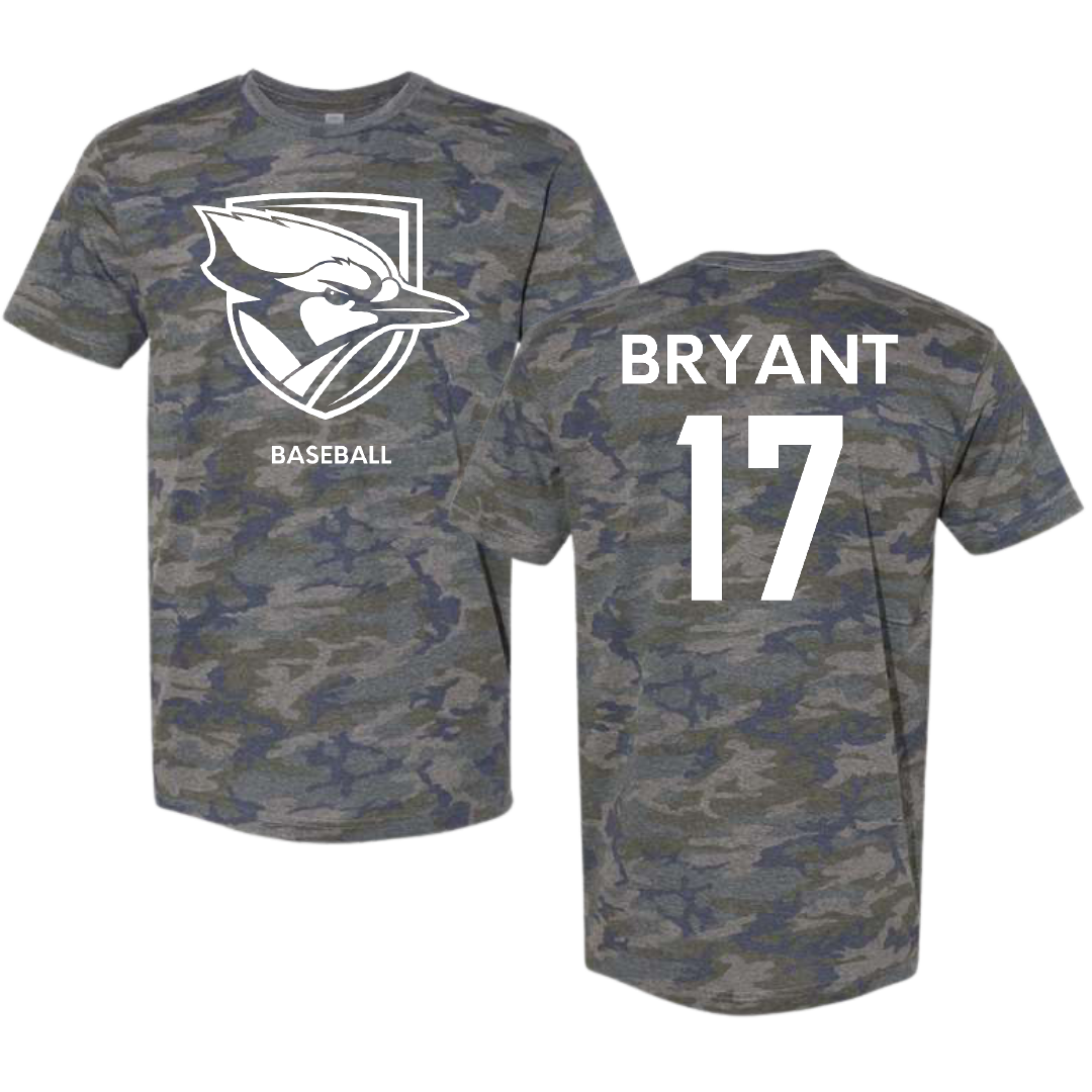 Elmhurst University Baseball Vintage Camo Tee - #17 Logan Bryant