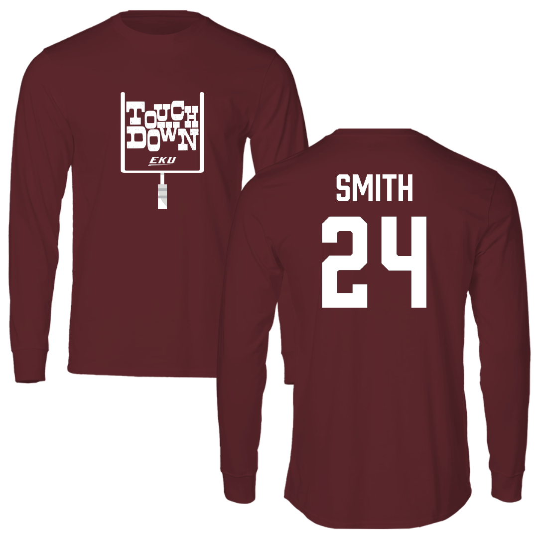 Eastern Kentucky University Football Maroon Touchdown Performance Long Sleeve - #24 Kaden Smith