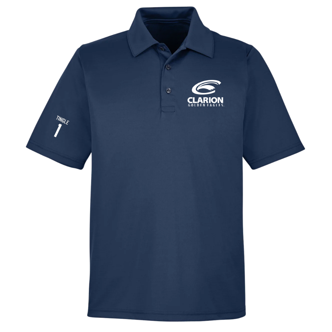PennWest Clarion Football Navy Polo - #1 Dillon Tingle