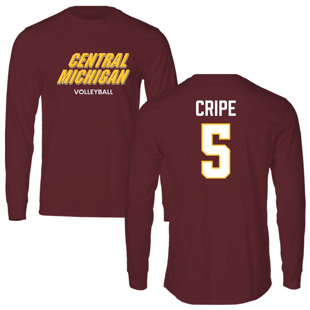 Central Michigan University Volleyball (W) Maroon Performance Long Sleeve - #5 Taylor Cripe