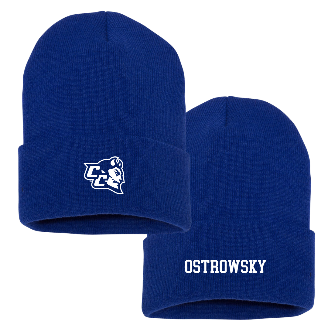 Central Connecticut State University Basketball (M) Blue Beanie - #0 JoJo Ostrowsky