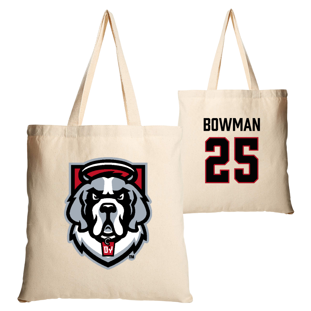 D'Youville University Baseball Tan Canvas Tote Bag - #25 Connor Bowman