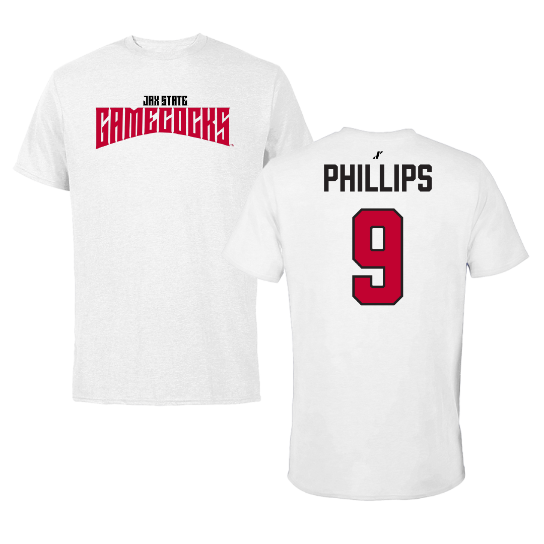 Jacksonville State University Softball White Classics Performance Tee - #9 Ashley Phillips