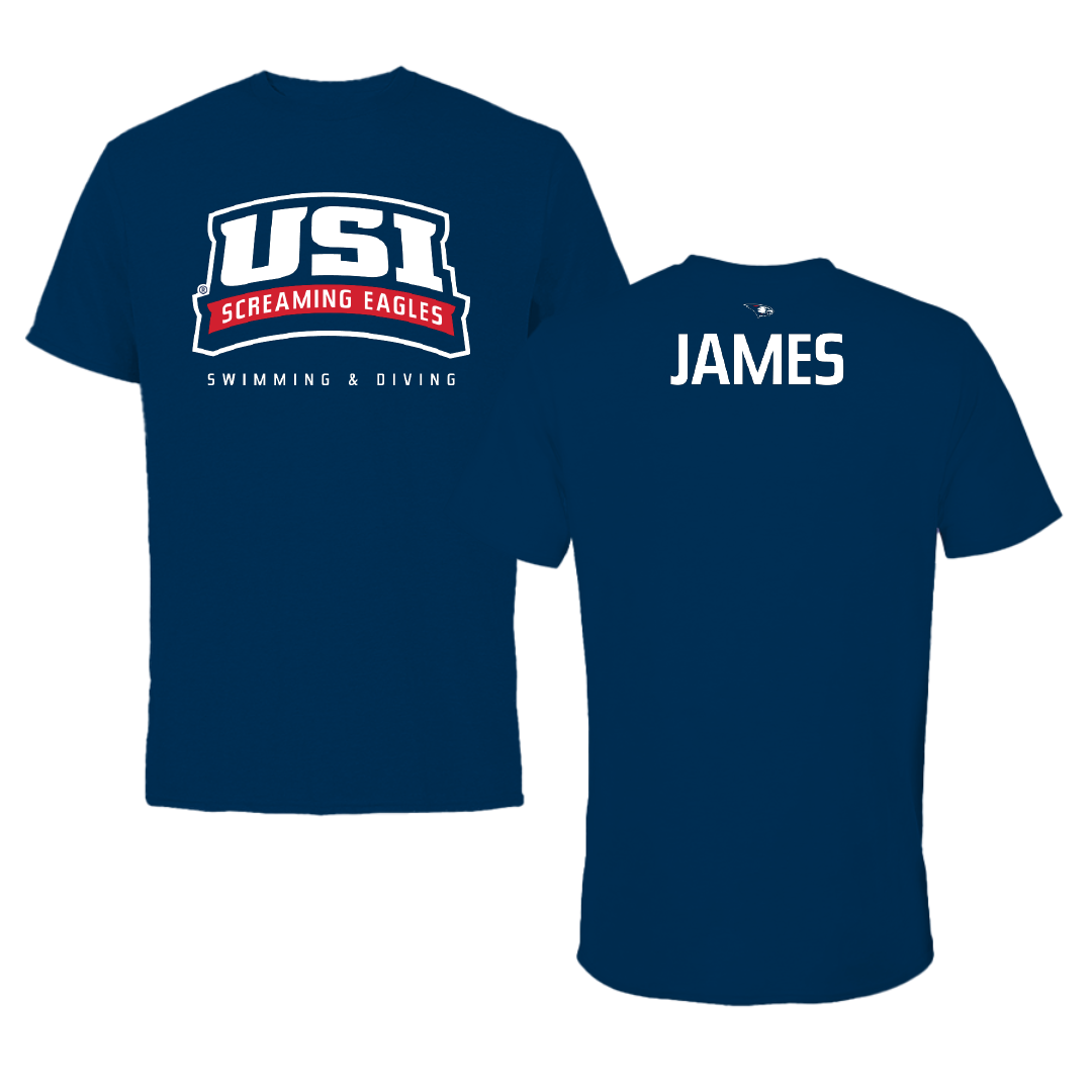 University of Southern Indiana Swimming & Diving Navy Performance Tee - Cameron James