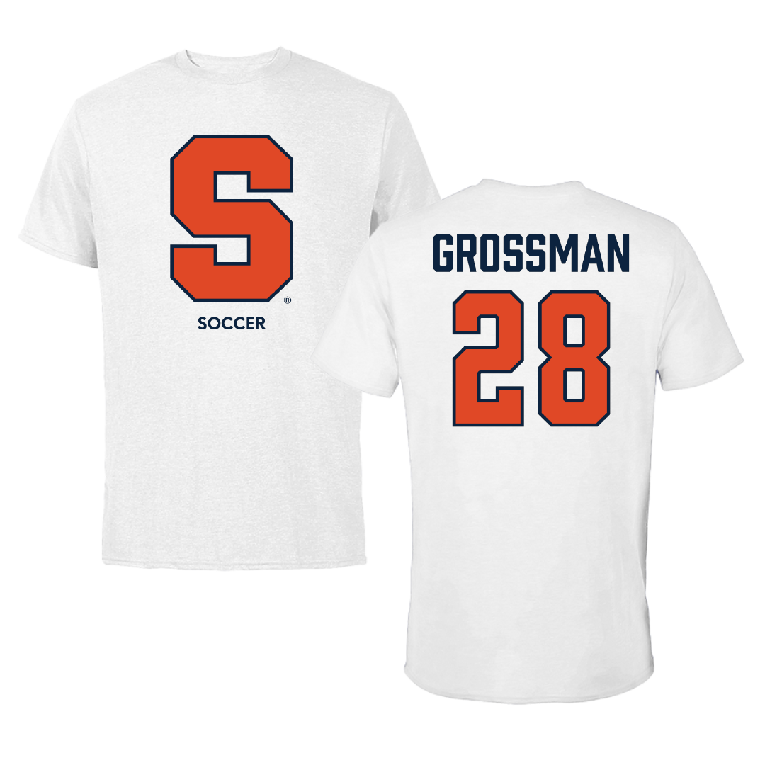 Syracuse University Soccer (M) White Tee - #28 Jack Grossman