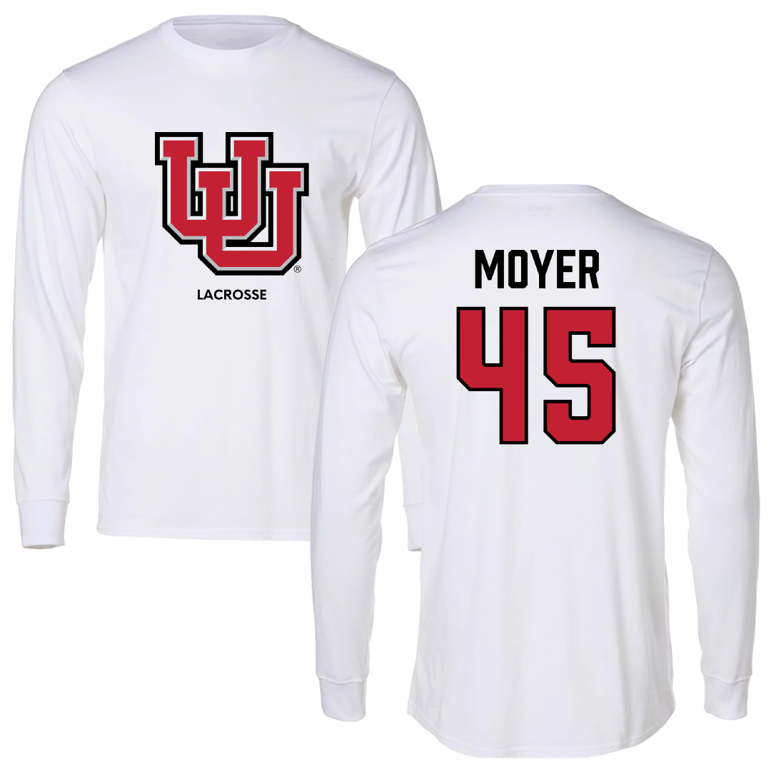 University of Utah Lacrosse (M) White Block Long Sleeve - #45 Carson Moyer