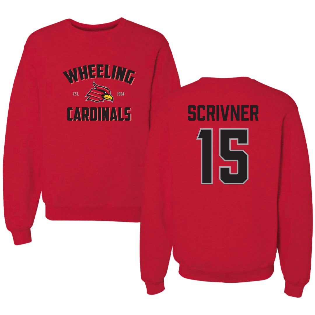 Wheeling University Football Red General Crewneck - #15 Tyriek Scrivner