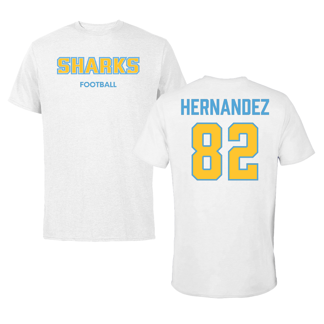 Long Island University Football White Sharks Tee - #82 Daniel Hernandez