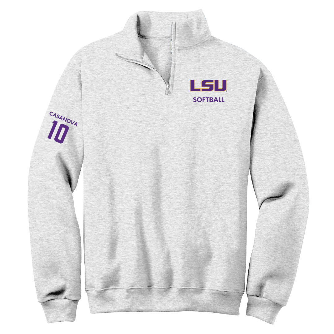 Louisiana State University Softball Light Gray Quarter-Zip - #10 Emilee Casanova