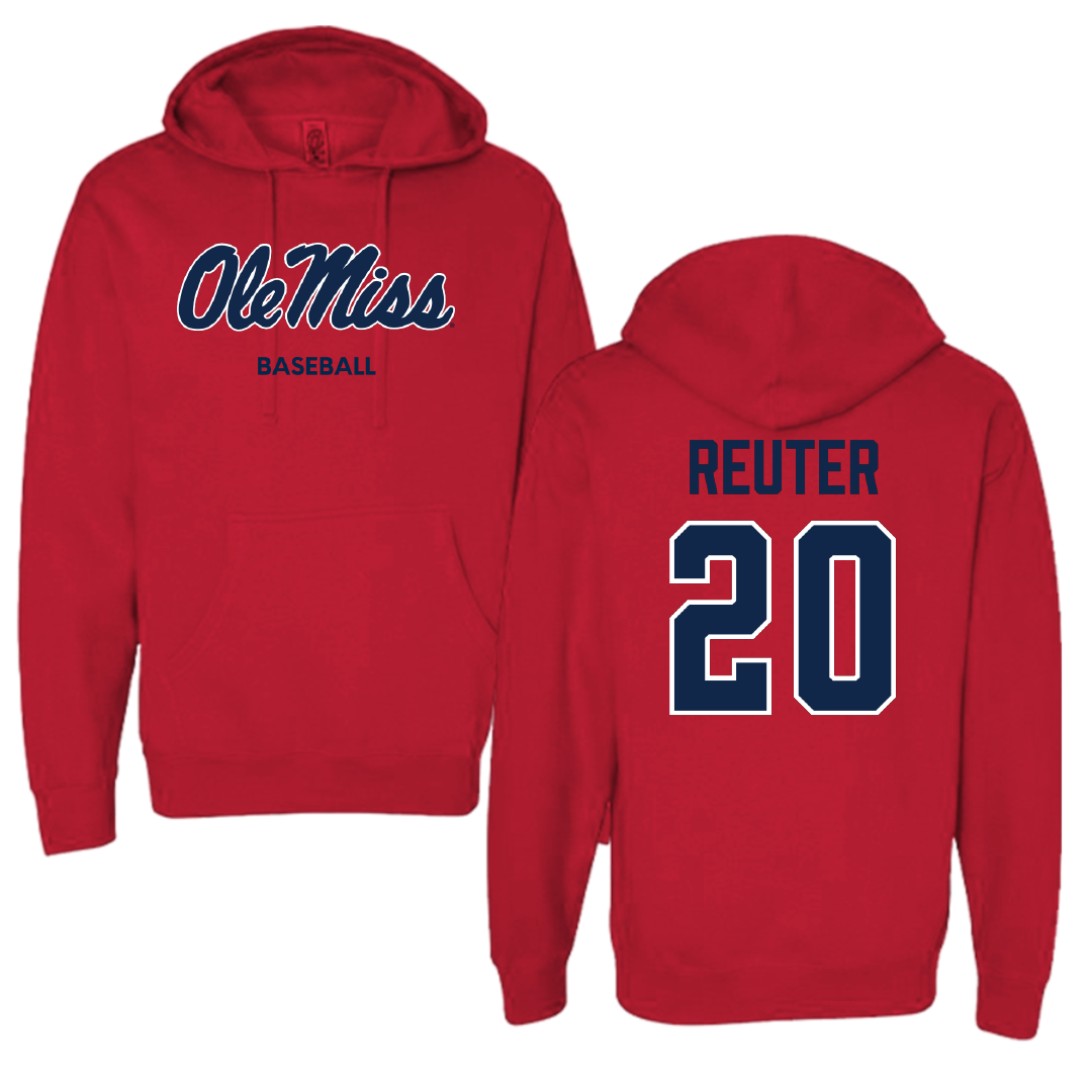 Ole Miss Baseball Red Hoodie - #20 Collin Reuter