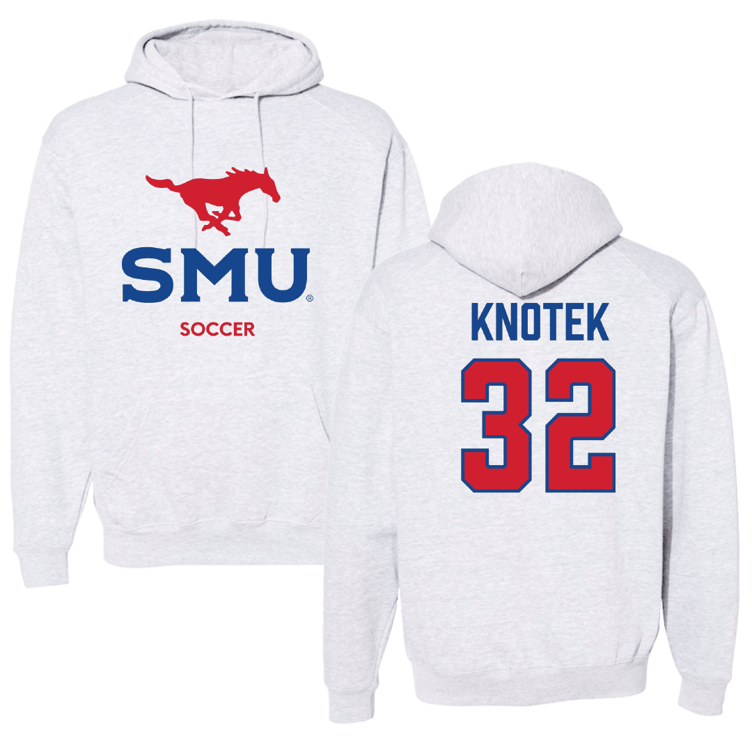 Southern Methodist University Soccer (M) Light Gray Hoodie - #32 Oliver Knotek