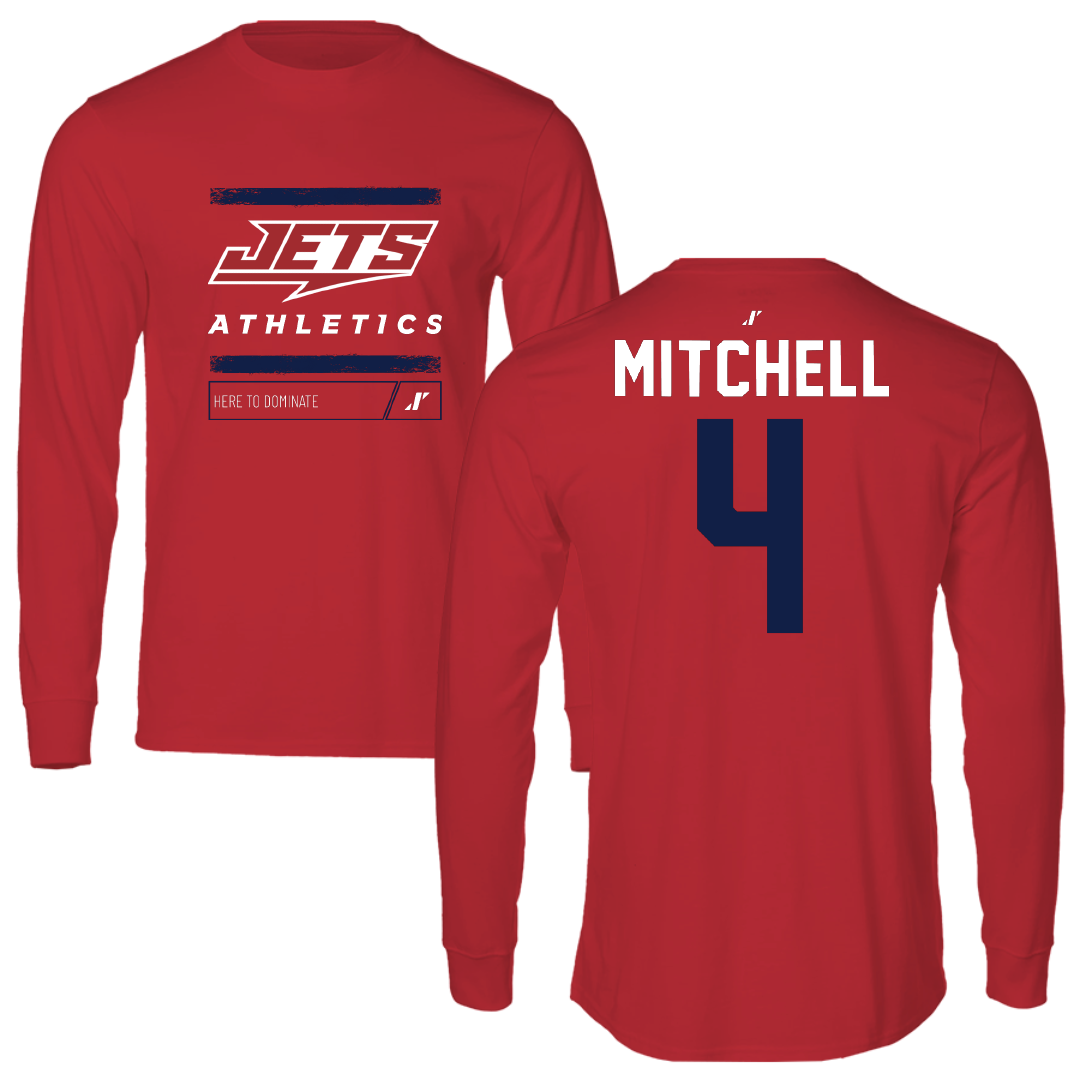 Newman University Bowling Red Dominate Performance Long Sleeve - #4 Deqlan Mitchell