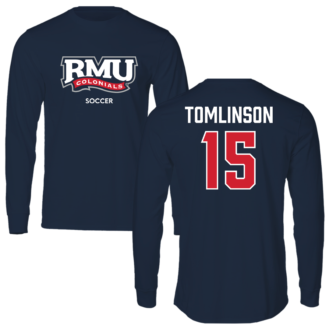 Robert Morris University Soccer (W) Navy RMU Long Sleeve - #15 Joey Tomlinson