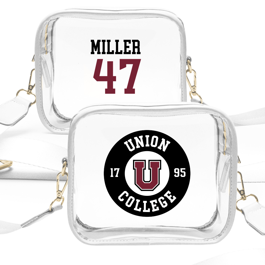 Union College Baseball White Clear Stadium Bag - #47 Lucas Miller