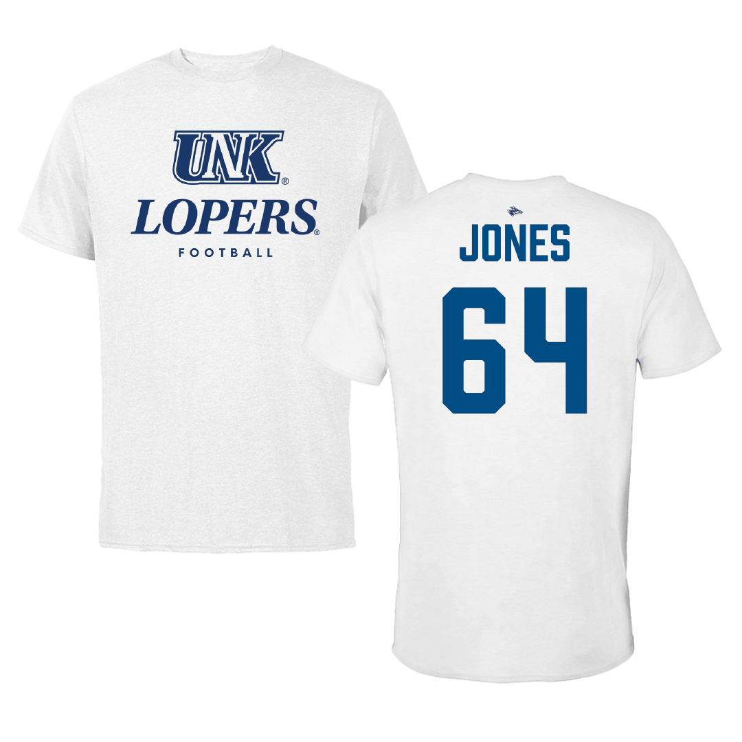 University of Nebraska at Kearney Football White Tee - #64 Colin Jones