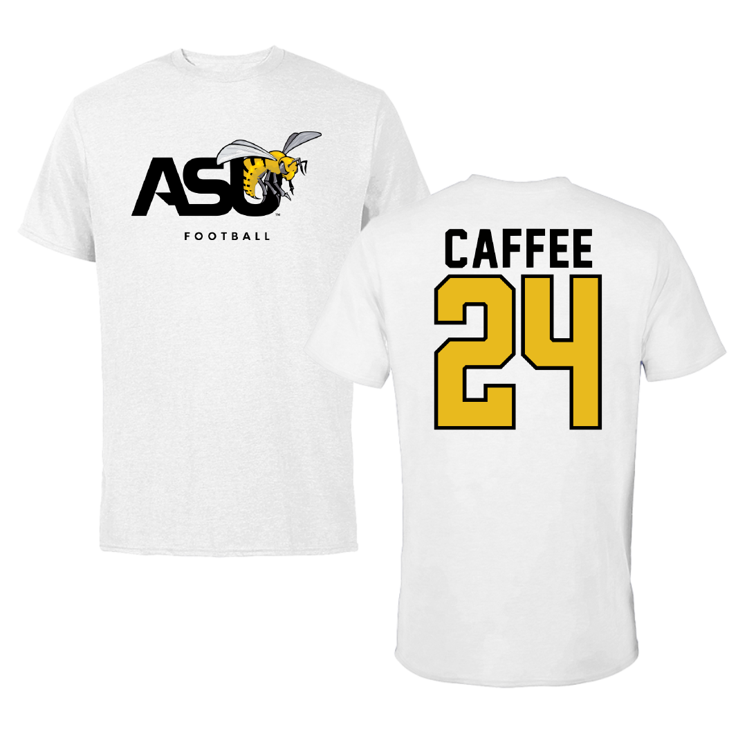 Alabama State University Flag Football White ASU Tee - #24 Kadence Caffee