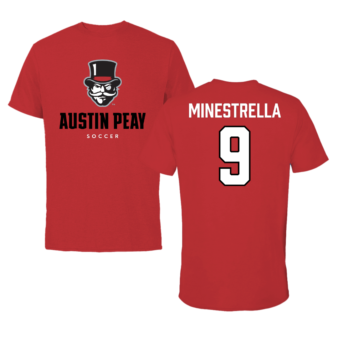Austin Peay State University Soccer Red Mascot Performance Tee - #9 Alexa Minestrella