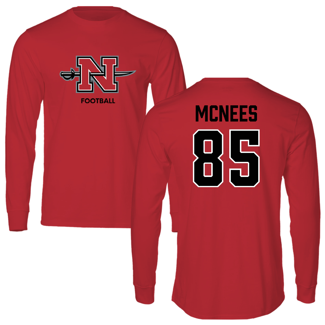 Nicholls State University Football Red Mascot Performance Long Sleeve - #85 Christian Mcnees