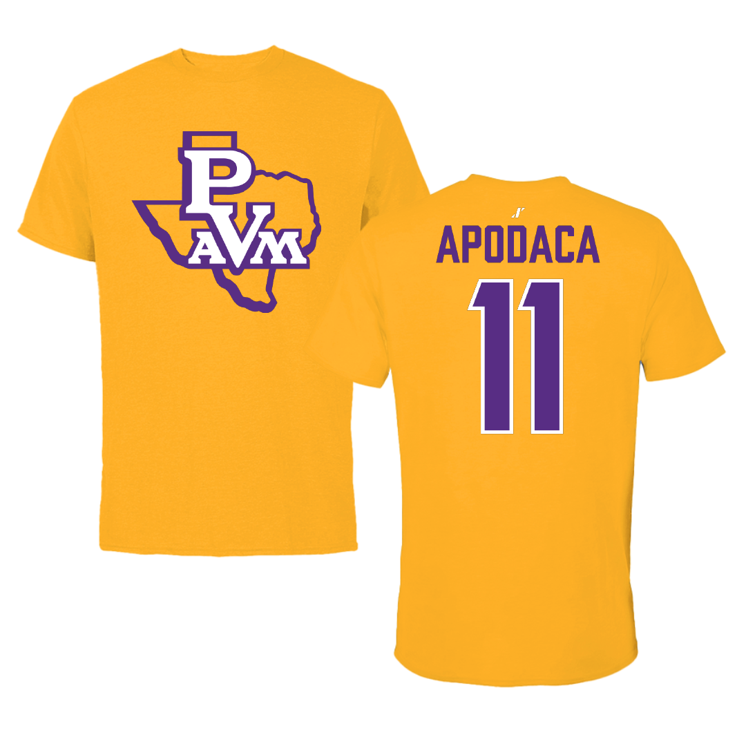 Prairie View A&M University Soccer Gold Tee - #11 Emily Apodaca