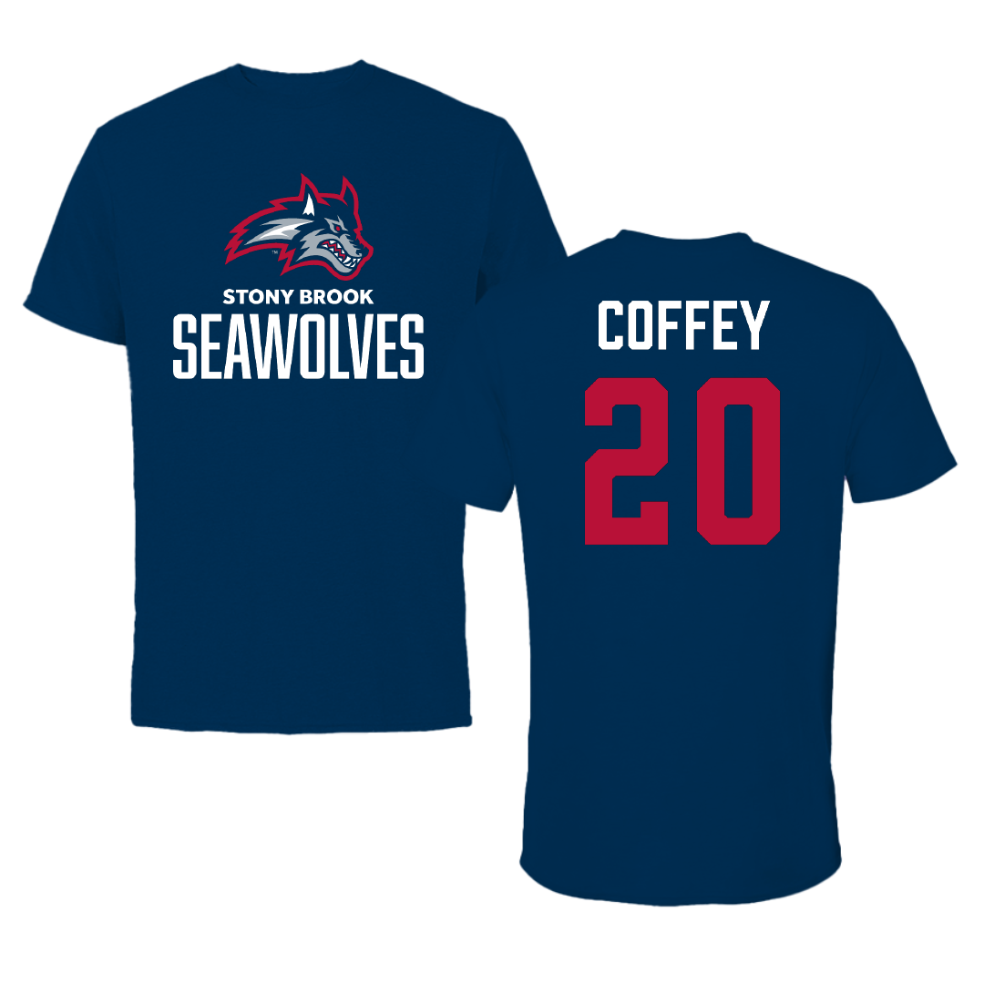 Stony Brook University Baseball Navy Performance Tee - #20 Aidyn Coffey