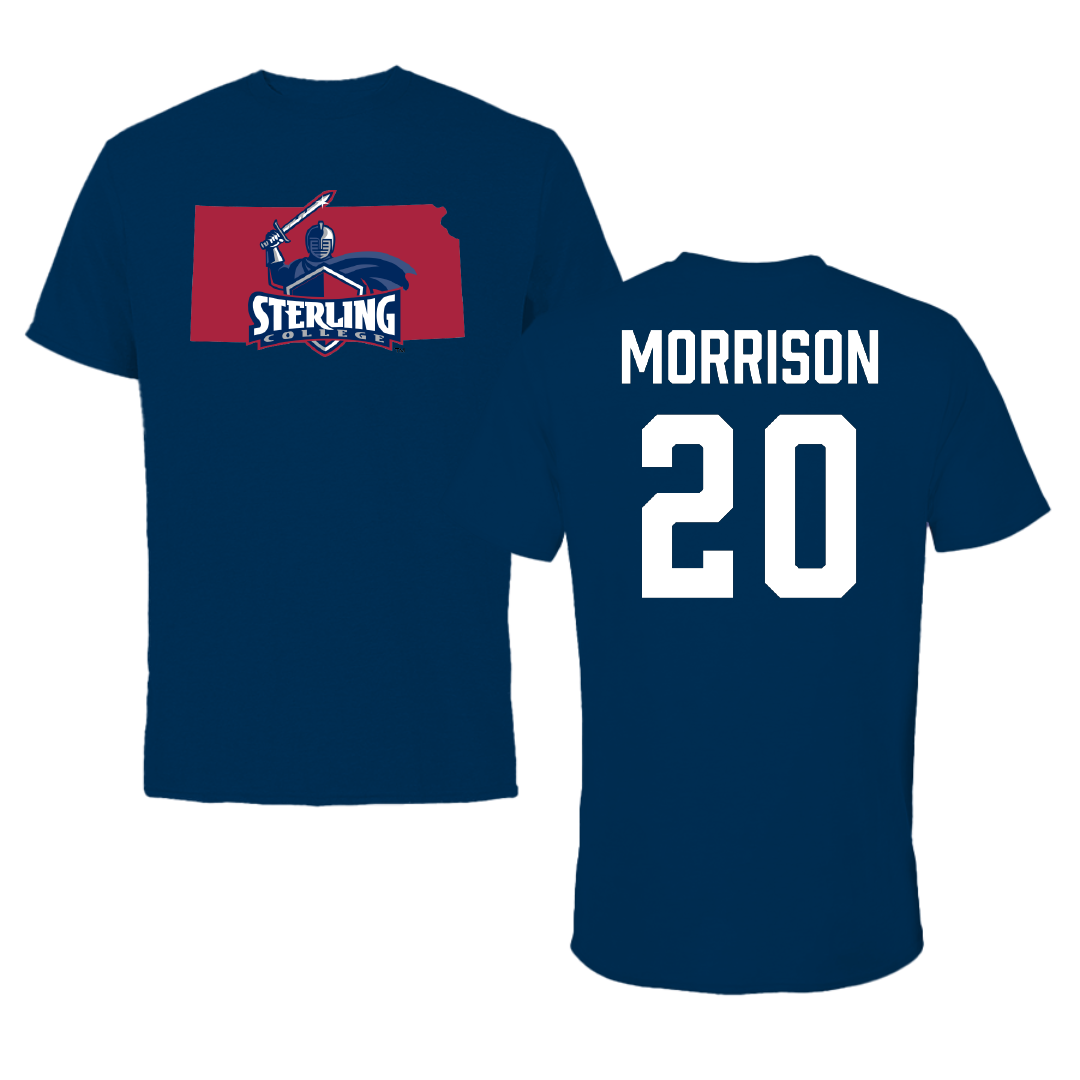 Sterling College Baseball Navy State Tee - #20 Julian Morrison