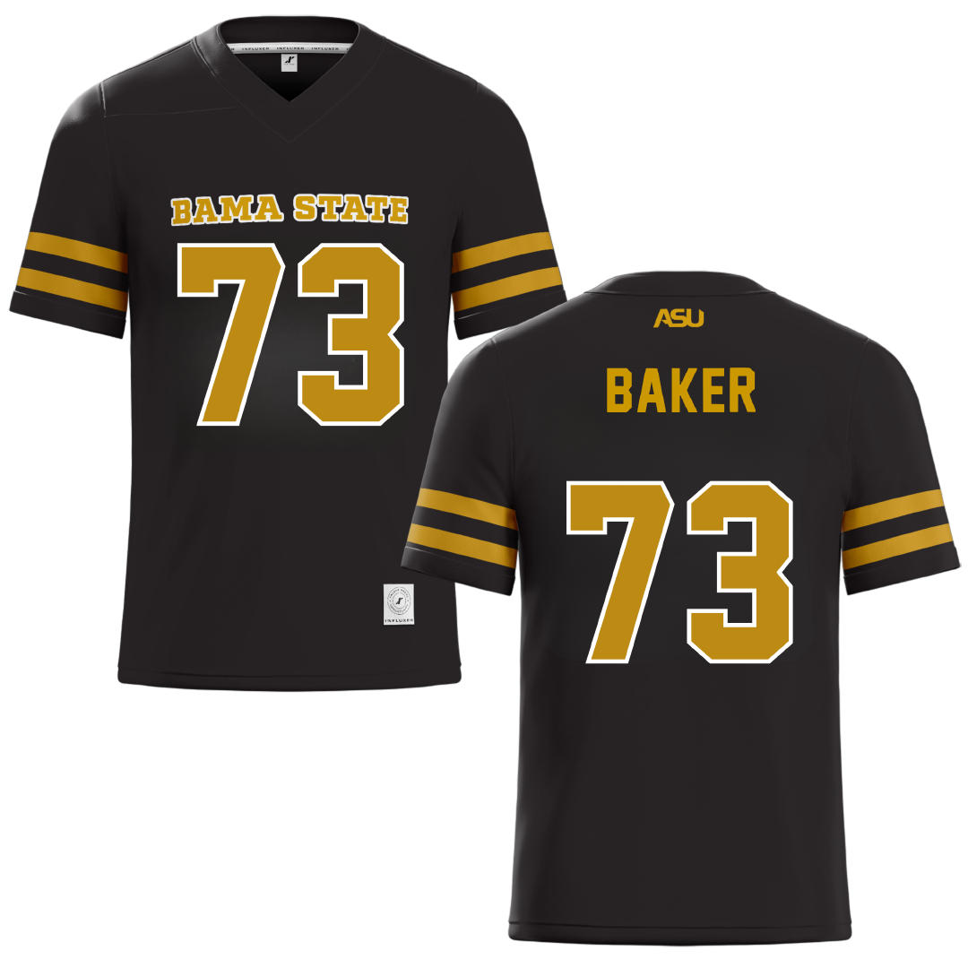 Alabama State University Black Football Jersey - #73 Elijah Baker