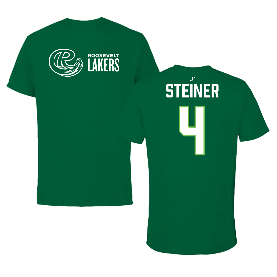 Roosevelt University Basketball Green Performance Tee - #4 Broden Steiner
