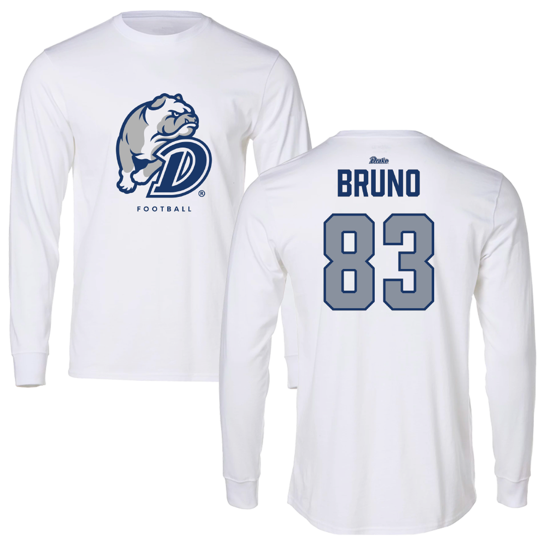 Drake University Football White Long Sleeve - #83 Sam Bruno