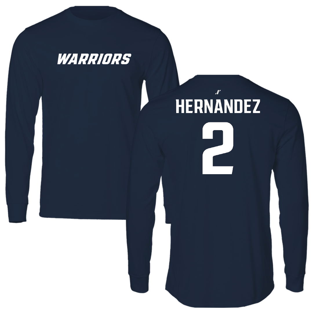 Eastern Connecticut State University Baseball Navy Performance Long Sleeve - #2 Michael Hernandez