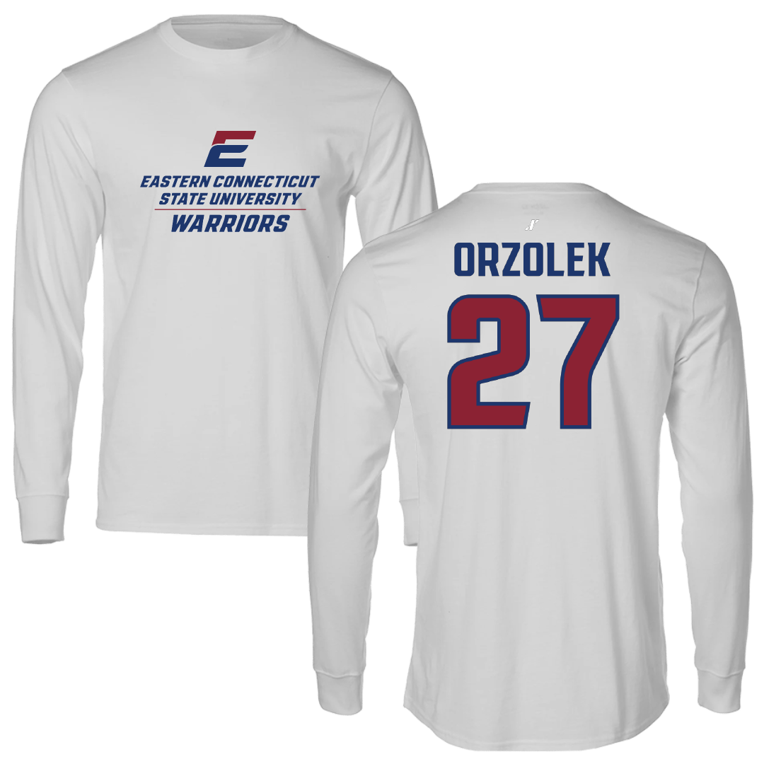 Eastern Connecticut State University Soccer (W) Light Gray Performance Long Sleeve - #27 Sarah Orzolek