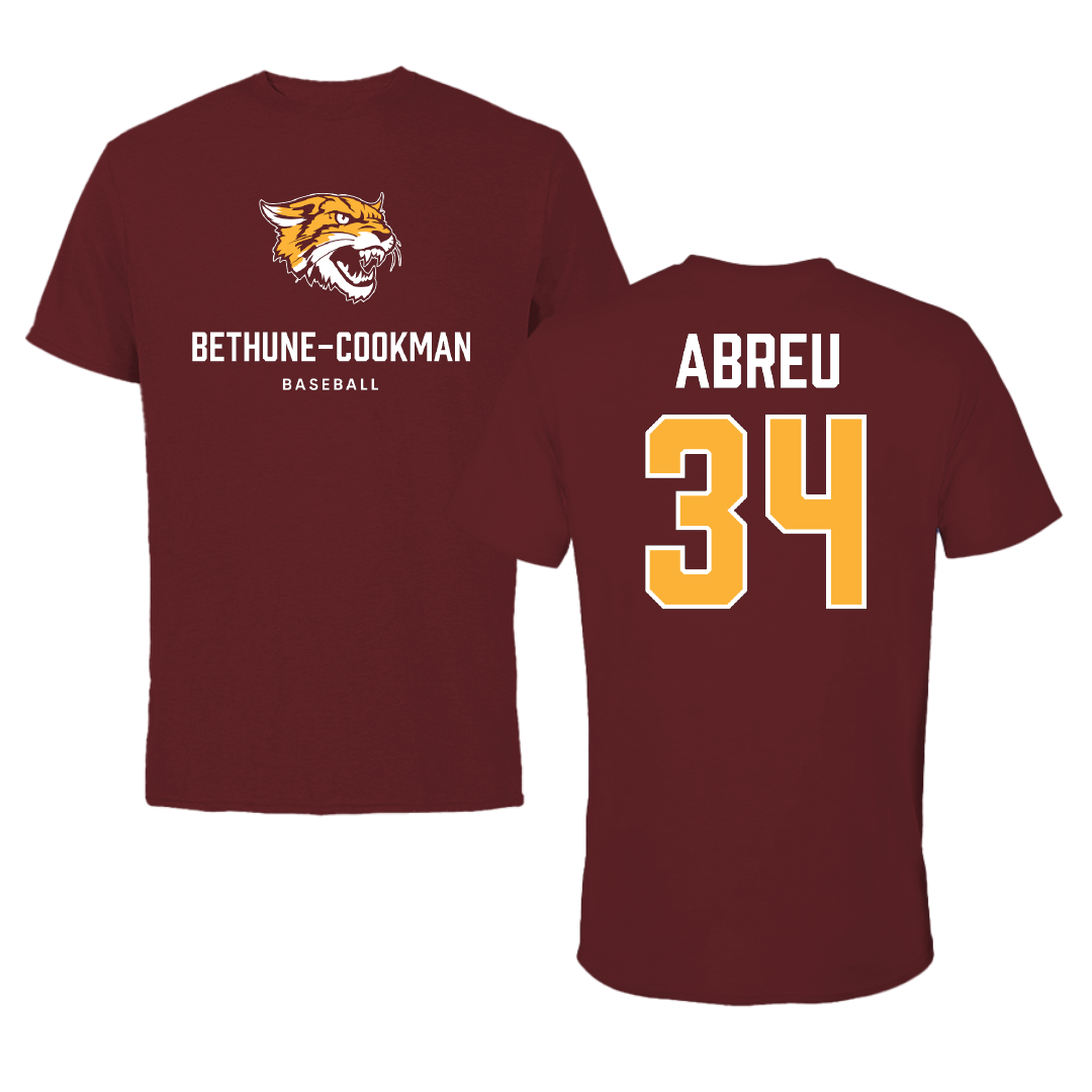 Bethune-Cookman University Baseball Maroon Tee - #34 Harbersting Abreu