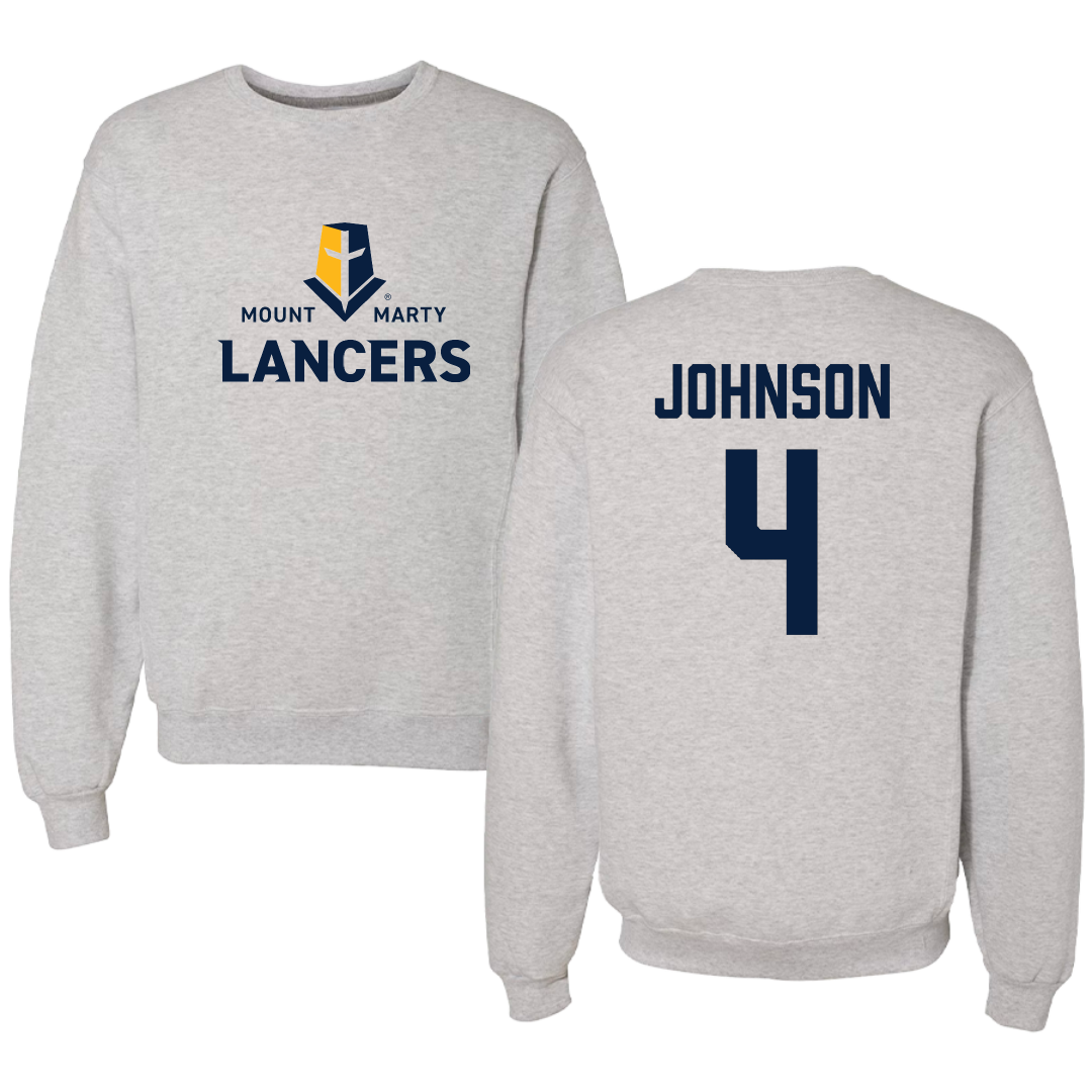 Mount Marty University Baseball Light Gray Crewneck - #4 Will Johnson