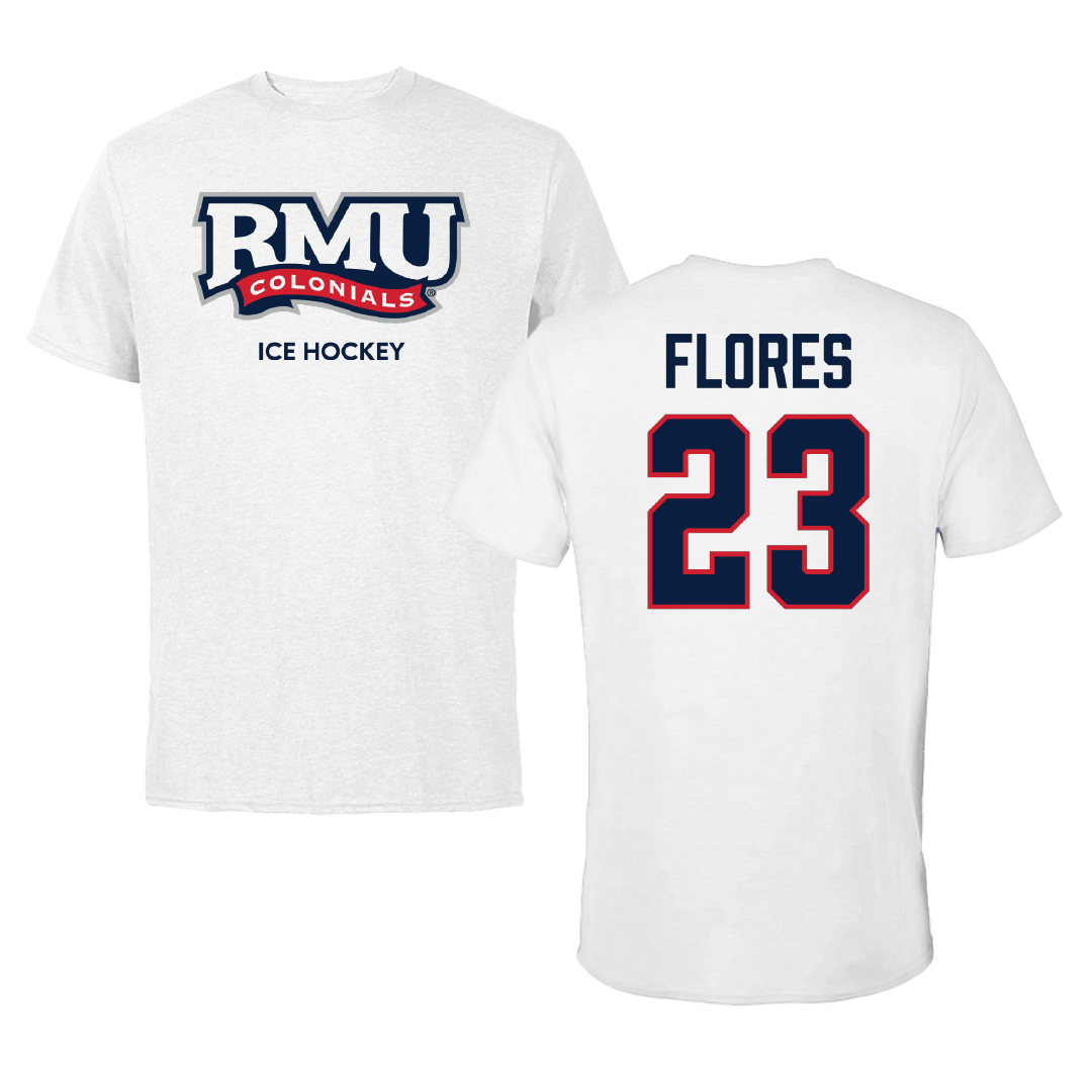 Robert Morris University Ice Hockey (W) White Tee - #23 TJ Flores