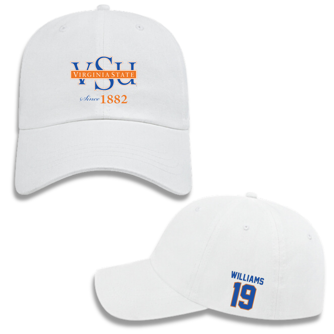 Virginia State University Baseball White Hat - #19 Jy’Quez Williams