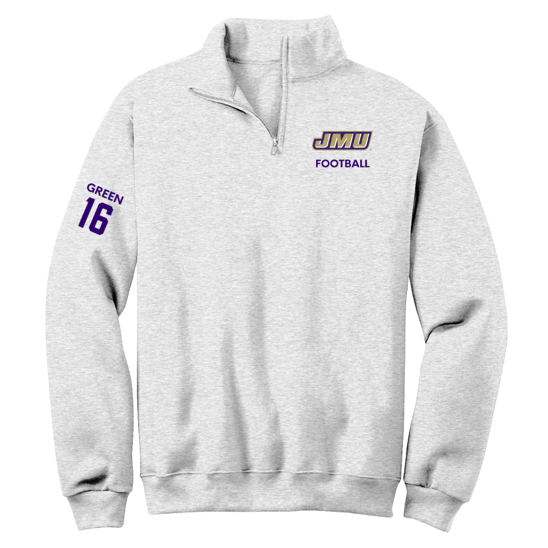 James Madison University Football Light Gray Quarter-Zip - #16 Desmond Green
