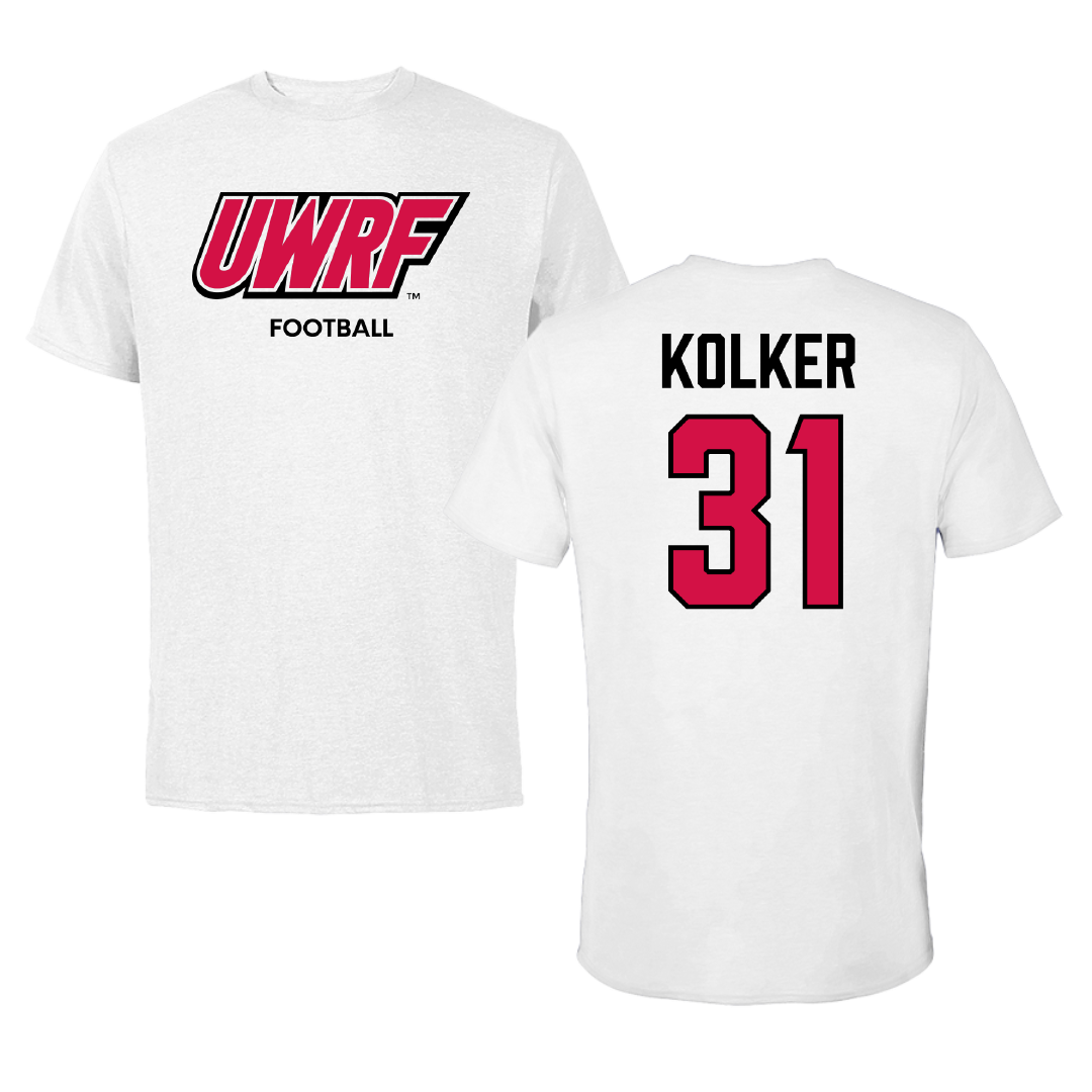 University of Wisconsin-River Falls Football White Block Performance Tee - #31 Jaden Kolker