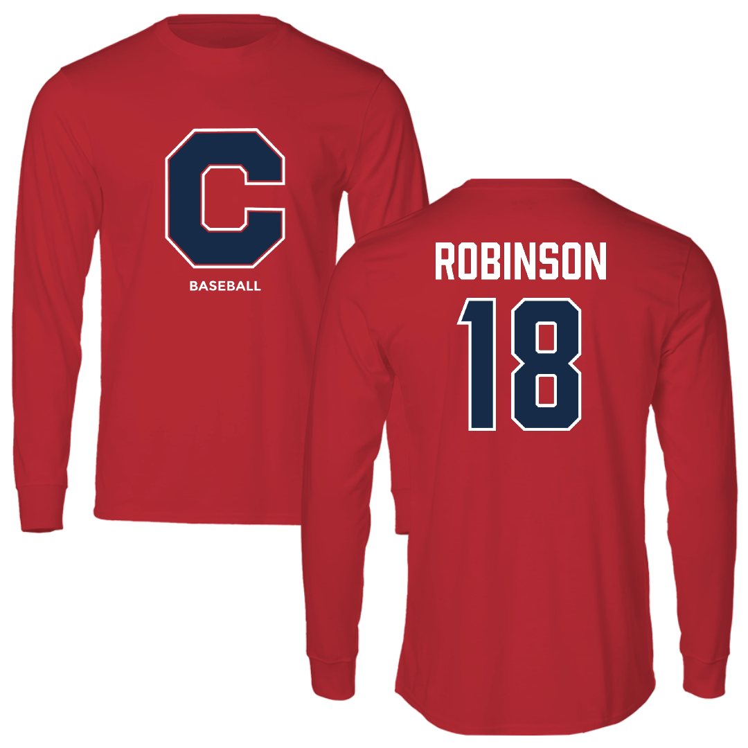 Catawba College Baseball Red Performance Long Sleeve - #18 Owen Robinson