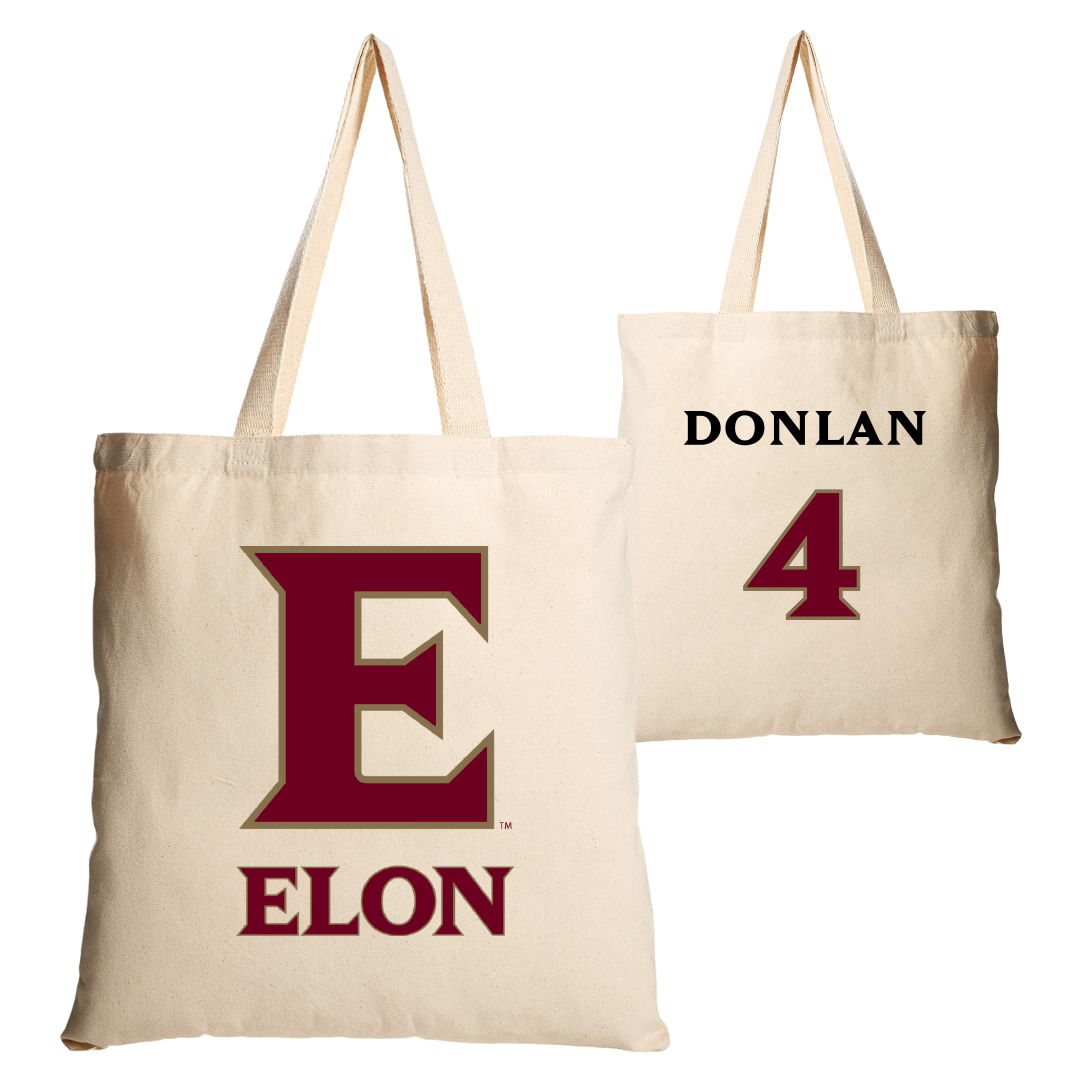 Elon University Soccer (M) Tan Canvas Tote Bag - #4 Jack Donlan