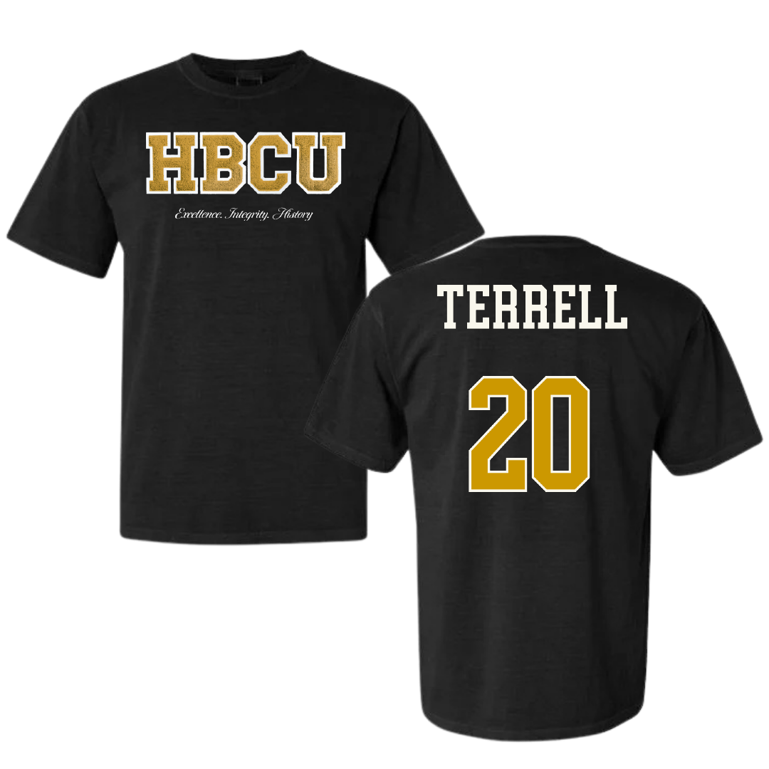 Alabama State University Softball Black HBCU Varsity Comfort Colors Tee - #20 Jaibriel Terrell