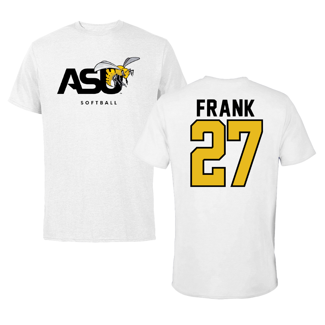 Alabama State University Softball White ASU Performance Tee - #27 Ayana Frank